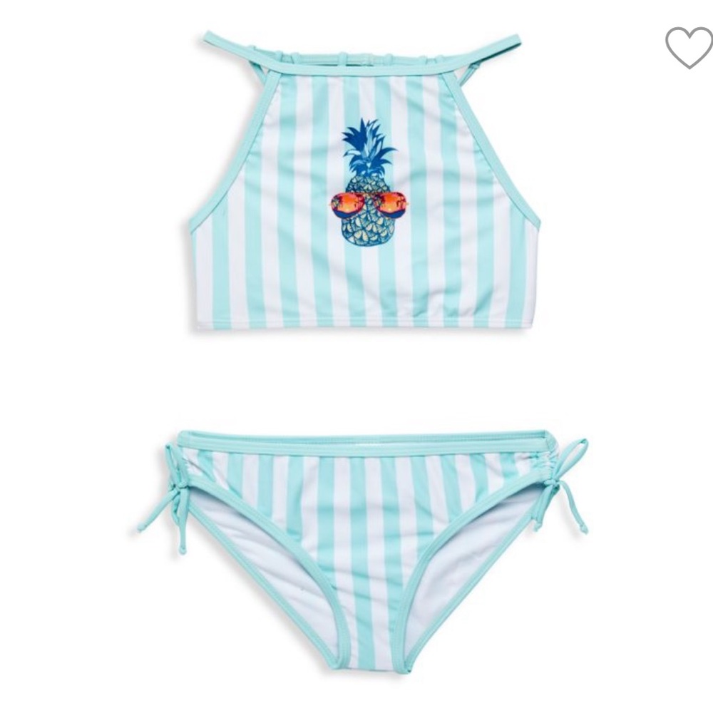 LIMEAPPLE Girl's 2-Piece Striped Bikini Set Size 14 Fully Lined New